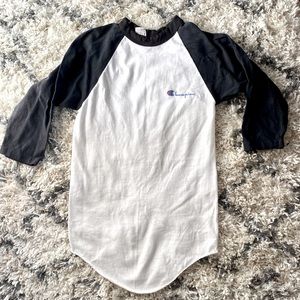 🕶 old school champion baseball tee with ¾ sleeve